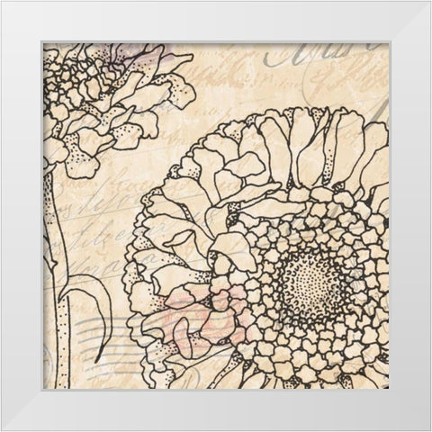 Vintage Dahlias I White Modern Wood Framed Art Print by Williams, Todd