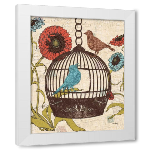 Birds and Blooms III White Modern Wood Framed Art Print by Williams, Todd