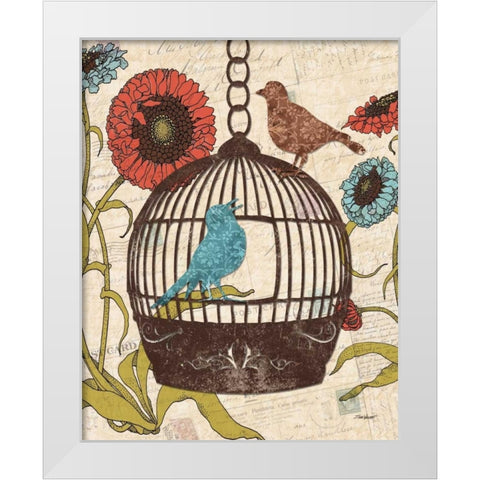 Birds and Blooms III White Modern Wood Framed Art Print by Williams, Todd