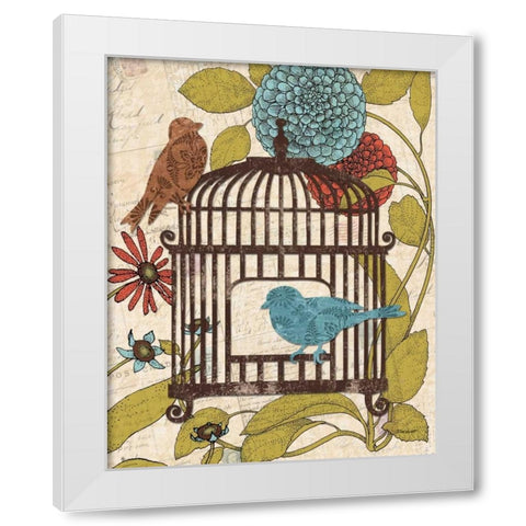 Birds and Blooms IV White Modern Wood Framed Art Print by Williams, Todd