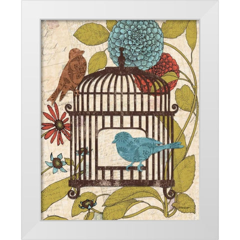 Birds and Blooms IV White Modern Wood Framed Art Print by Williams, Todd