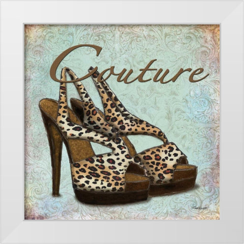 Blue Couture Shoes White Modern Wood Framed Art Print by Williams, Todd