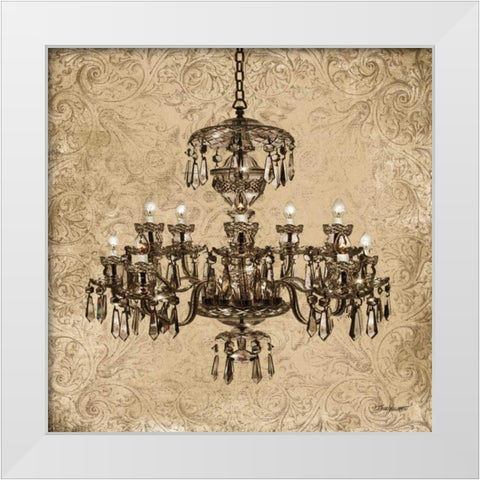 Vintage Chandelier II White Modern Wood Framed Art Print by Williams, Todd