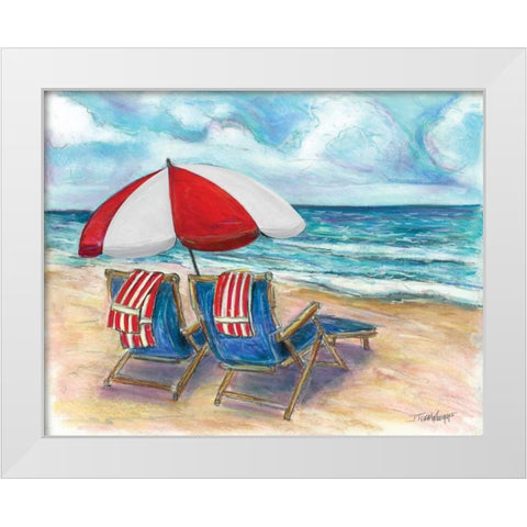 Beach Chairs White Modern Wood Framed Art Print by Williams, Todd