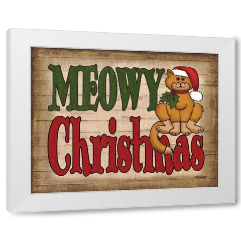 Meowy Christmas White Modern Wood Framed Art Print by Williams, Todd