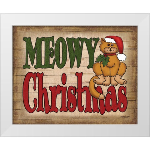 Meowy Christmas White Modern Wood Framed Art Print by Williams, Todd