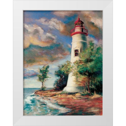 Shoreline Lighthouse White Modern Wood Framed Art Print by Williams, Todd