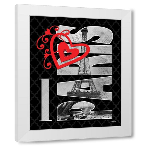 I Love Paris White Modern Wood Framed Art Print by Williams, Todd