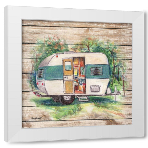 Retro Camping Trailer White Modern Wood Framed Art Print by Williams, Todd