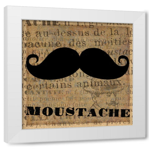 Moustache White Modern Wood Framed Art Print by Ven Vertloh, Lisa