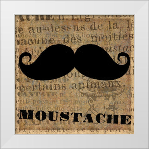 Moustache White Modern Wood Framed Art Print by Ven Vertloh, Lisa