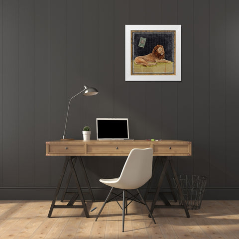 Lion White Modern Wood Framed Art Print by Ven Vertloh, Lisa