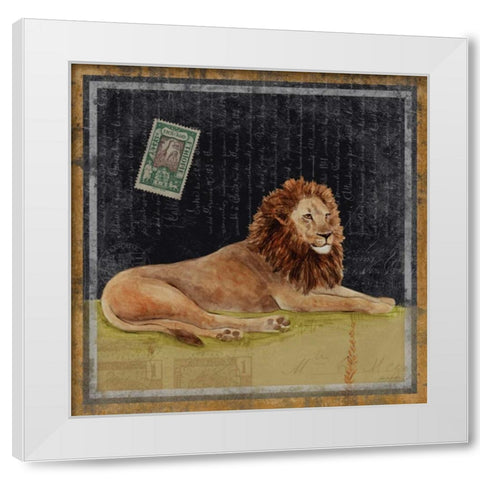Lion White Modern Wood Framed Art Print by Ven Vertloh, Lisa