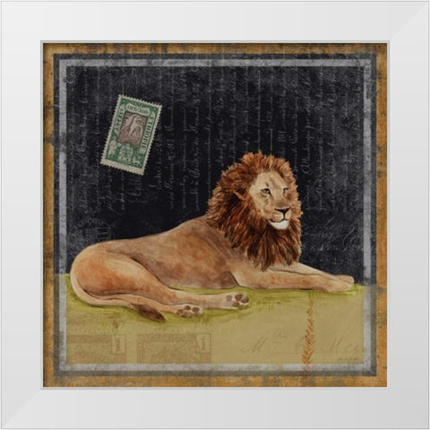 Lion White Modern Wood Framed Art Print by Ven Vertloh, Lisa