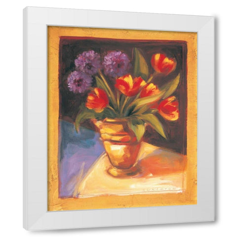 Tulip and Dahlia White Modern Wood Framed Art Print by Waldron, Sarah