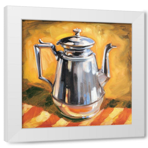 Tea Pot I White Modern Wood Framed Art Print by Waldron, Sarah
