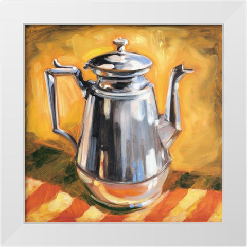 Tea Pot I White Modern Wood Framed Art Print by Waldron, Sarah