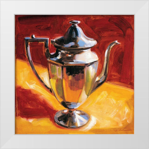 Tea Pot III White Modern Wood Framed Art Print by Waldron, Sarah