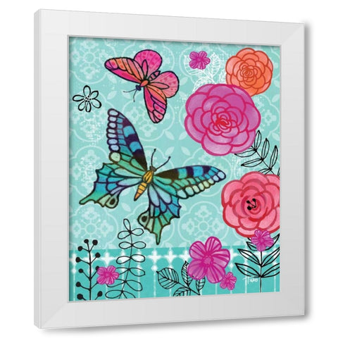 Butterfly Garden II White Modern Wood Framed Art Print by Woo, Teresa