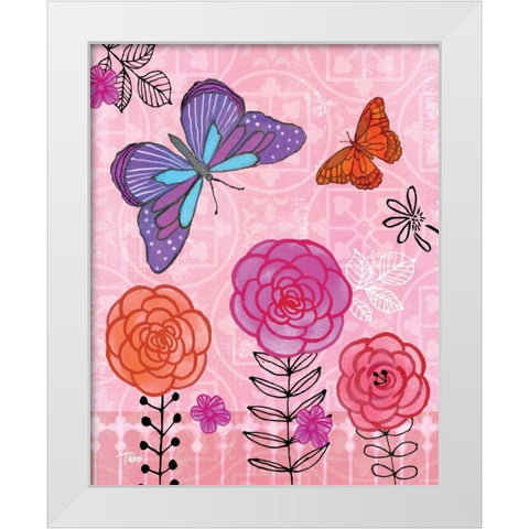 Butterfly Garden IV White Modern Wood Framed Art Print by Woo, Teresa
