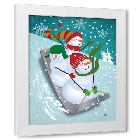 Frosty and Fab IV White Modern Wood Framed Art Print by Woo, Teresa