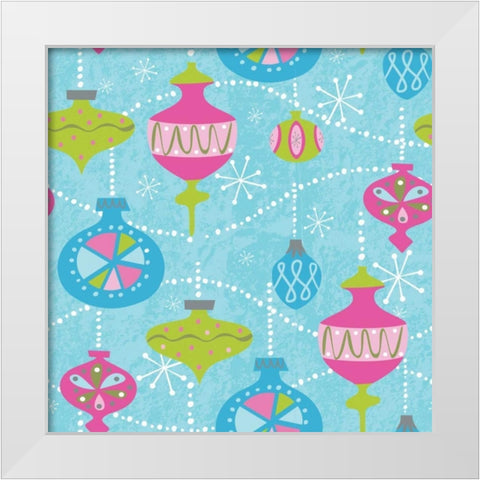 Mod Baubs Aqua Sq White Modern Wood Framed Art Print by Woo, Teresa