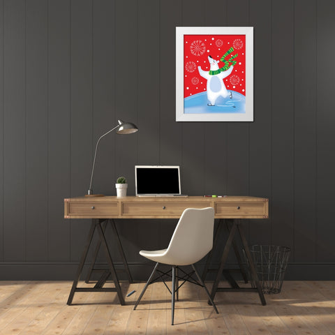 Polar Bear Arabesque White Modern Wood Framed Art Print by Woo, Teresa