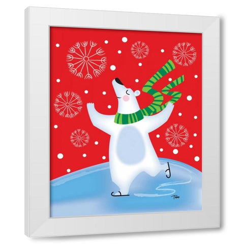 Polar Bear Arabesque White Modern Wood Framed Art Print by Woo, Teresa