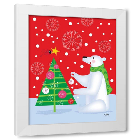 Polar Bear and Tree White Modern Wood Framed Art Print by Woo, Teresa