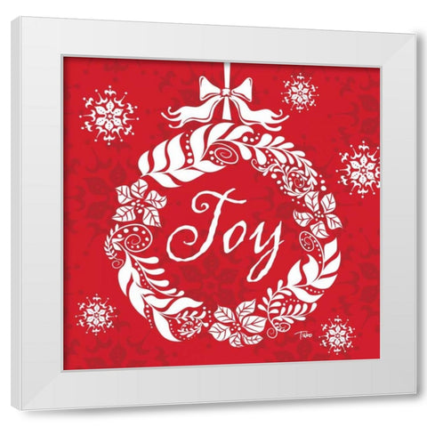 Joy Wreath White Modern Wood Framed Art Print by Woo, Teresa
