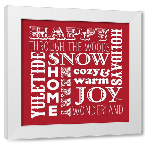 Holiday Words Red White Modern Wood Framed Art Print by Woo, Teresa