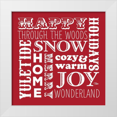 Holiday Words Red White Modern Wood Framed Art Print by Woo, Teresa