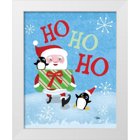 Santa Gift White Modern Wood Framed Art Print by Woo, Teresa