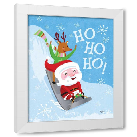 Santa Sledding White Modern Wood Framed Art Print by Woo, Teresa