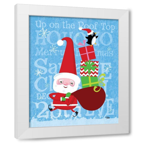 Santa and Bag of Presents White Modern Wood Framed Art Print by Woo, Teresa