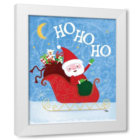 Santa Sleigh White Modern Wood Framed Art Print by Woo, Teresa