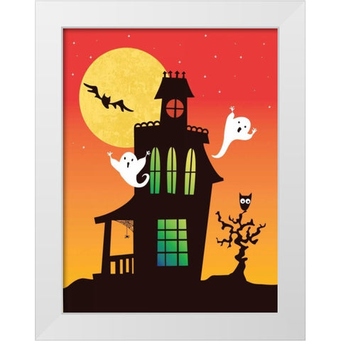 Ghost Party White Modern Wood Framed Art Print by Woo, Teresa
