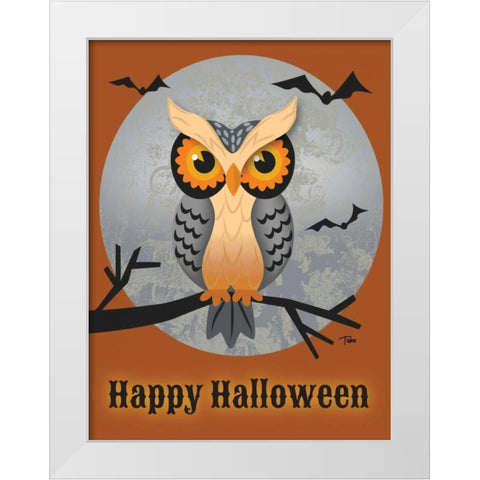 Mad Owl White Modern Wood Framed Art Print by Woo, Teresa