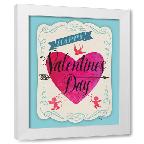Cupid Valentine White Modern Wood Framed Art Print by Woo, Teresa