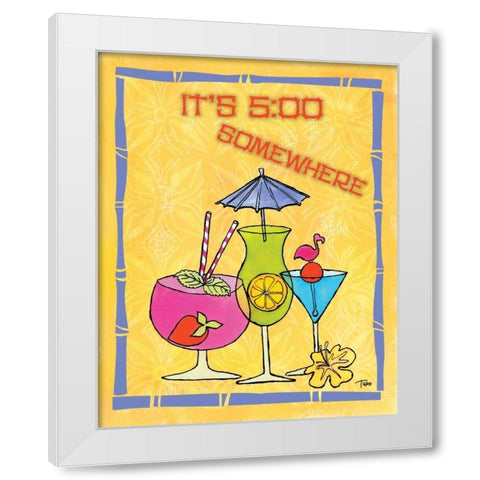 Tiki Time IV White Modern Wood Framed Art Print by Woo, Teresa