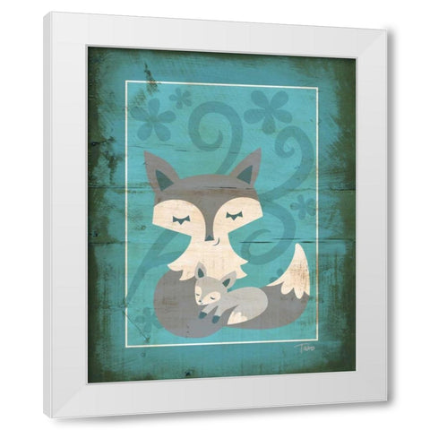 Rustic Woodland Foxes White Modern Wood Framed Art Print by Woo, Teresa