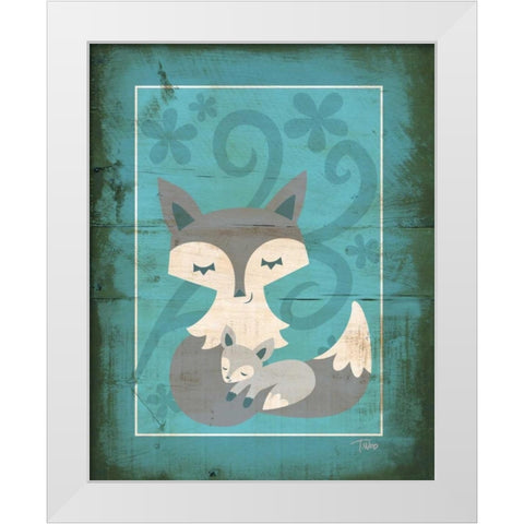 Rustic Woodland Foxes White Modern Wood Framed Art Print by Woo, Teresa
