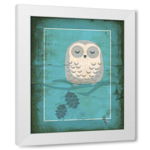 Rustic Woodland Owl White Modern Wood Framed Art Print by Woo, Teresa