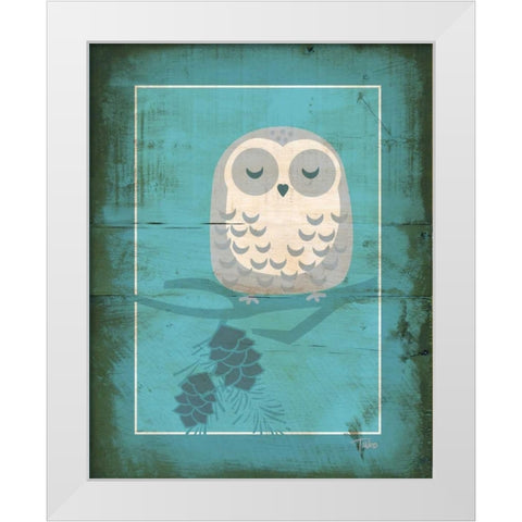 Rustic Woodland Owl White Modern Wood Framed Art Print by Woo, Teresa