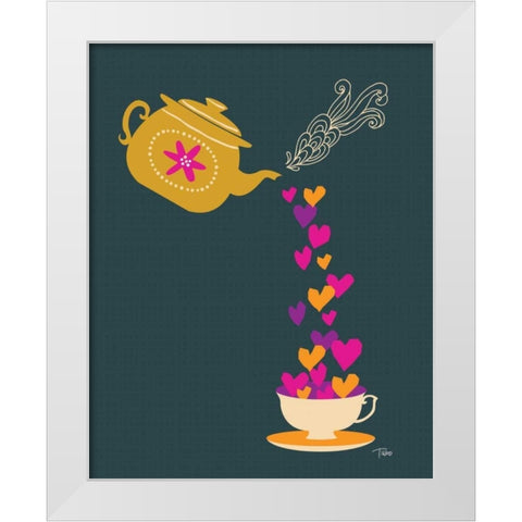 Tea Love White Modern Wood Framed Art Print by Woo, Teresa