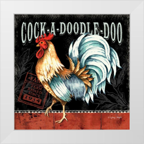 Cock-a-doodle-do White Modern Wood Framed Art Print by Wright, Sydney