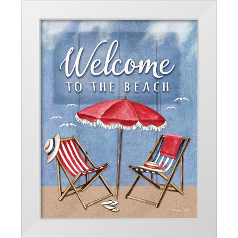 Welcome to the Beach White Modern Wood Framed Art Print by Wright, Sydney
