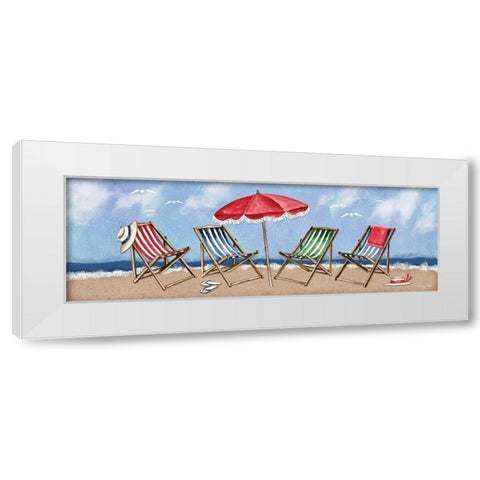 Beach Chairs White Modern Wood Framed Art Print by Wright, Sydney