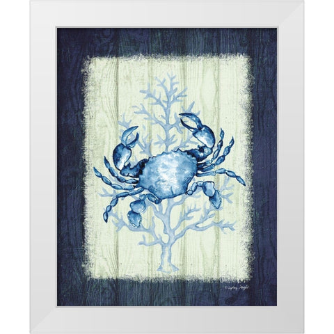 Crab White Modern Wood Framed Art Print by Wright, Sydney