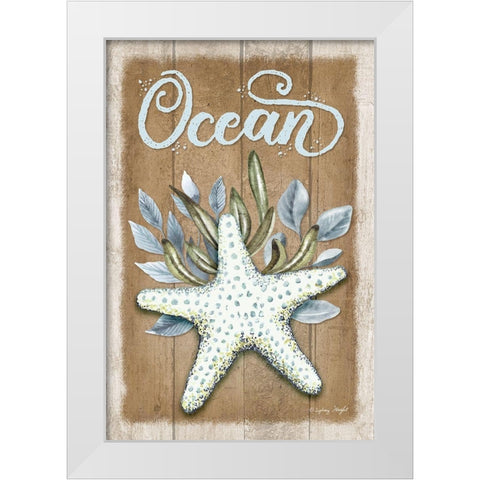 Ocean Starfish White Modern Wood Framed Art Print by Wright, Sydney